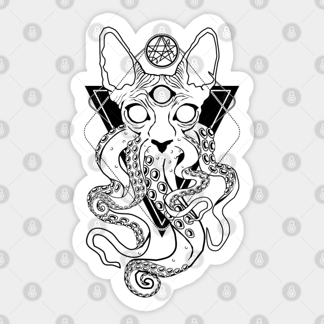 CATHULHU - the cosmic tentacle cat Sticker by Von Kowen